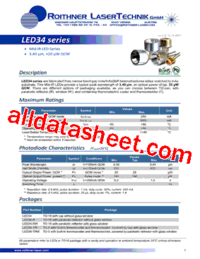 LED34-R Datasheet PDF - Roithner LaserTechnik GmbH