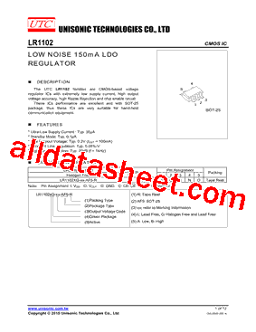 LR1102AG-27-AF5-R Datasheet PDF - Unisonic Technologies