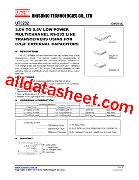 UT3232L-R16-R Datasheet PDF - Unisonic Technologies
