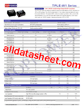 TPLE-W1 Datasheet PDF - Toppower Electronic Technology Limited