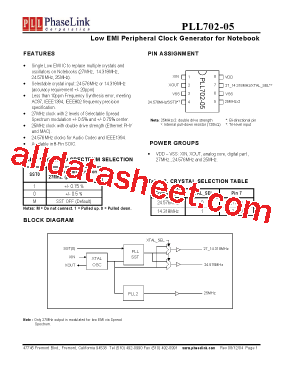 PLL702-05SC-R Datasheet PDF - PhaseLink Corporation