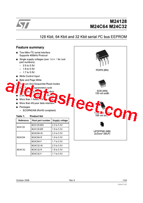 M24C64-RBN3/P Datasheet PDF - STMicroelectronics