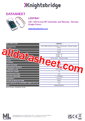 LEDFRA1 Datasheet PDF - ML Accessories Limited.  All rights reserved.