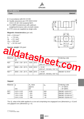 B66367 Datasheet PDF - EPCOS