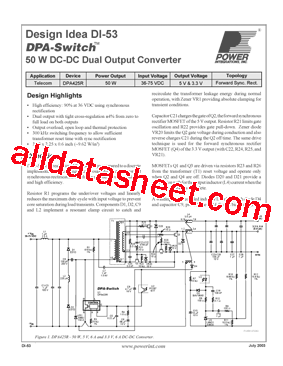 DI-53 Datasheet PDF - Power Integrations, Inc.