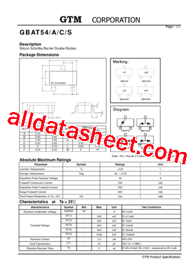 GBAT54 Datasheet PDF - GTM CORPORATION