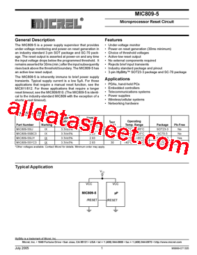 MIC809-5 Datasheet PDF - Micrel Semiconductor
