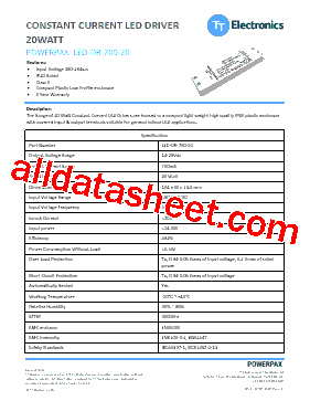 LED-DR-700-20 Datasheet PDF - TT Electronics.