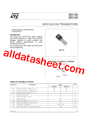 BD135 Datasheet PDF - STMicroelectronics