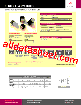 LP4-OA-1-R-W-A-R-R Datasheet PDF - E-SWITCH