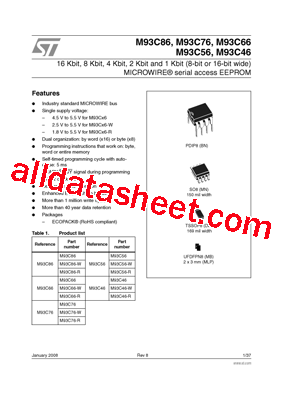 M93C76-RBN3TG Datasheet PDF - STMicroelectronics