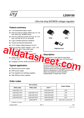 LD39150DT18-R Datasheet PDF - STMicroelectronics
