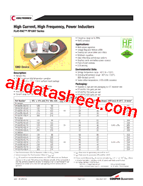 FP1007R3-R15-R Datasheet PDF - Cooper Bussmann, Inc.