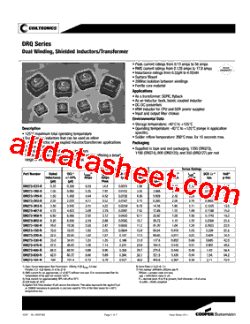 DRQ74-R33-R Datasheet PDF - Cooper Bussmann, Inc.