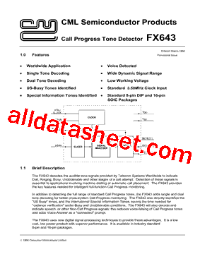 FX643 Datasheet PDF - CML Microcircuits