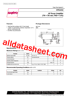 STK4352 Datasheet PDF - Sanyo Semicon Device