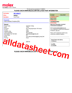 0011404417 Datasheet PDF - Molex Electronics Ltd.