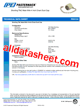 PE6134 Datasheet PDF - Pasternack Enterprises, Inc.
