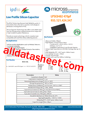 LPSC0402-470PF Datasheet PDF - Micross Components