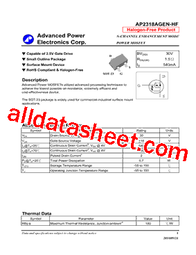 AP2318AGEN-HF Datasheet PDF - Advanced Power Electronics Corp.
