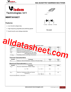 MBRF30100CT Datasheet PDF - Wisdom technologies Int`l