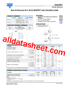 SI4618DY Datasheet PDF - Vishay Telefunken