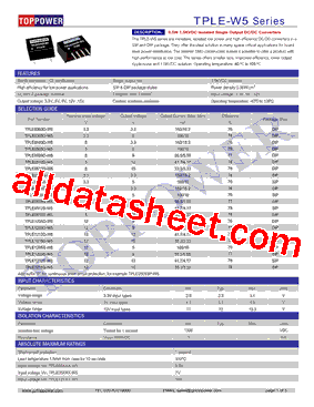 TPLE-W5 Datasheet PDF - Toppower Electronic Technology Limited