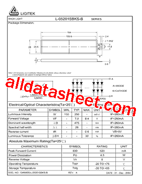L-05201SBKS-B Datasheet PDF - LIGITEK electronics co., ltd.