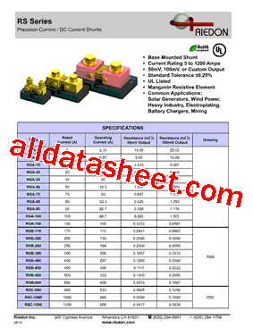 RSA-20-100 Datasheet PDF - Riedon Powertron