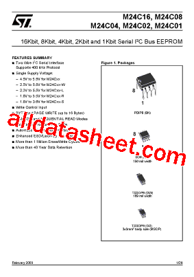 M24C01-RDS3TP Datasheet PDF - STMicroelectronics