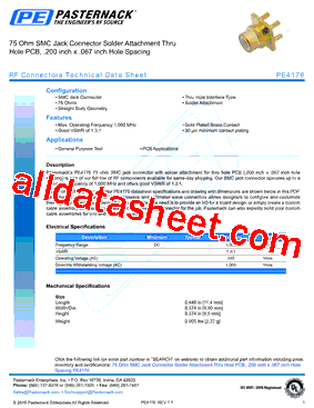 PE4176 Datasheet PDF - Pasternack Enterprises, Inc.